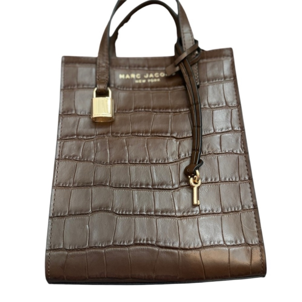 NWT. Marc Jacobs Mini Grind Tote in Dark Brown Croc-Embossed Leather - Picture 2 of 5